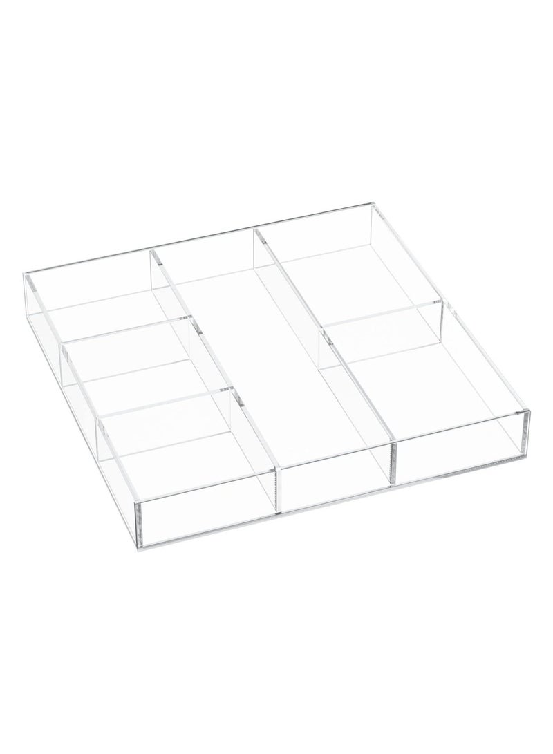EMAAZZ LLC Premium Clear Acrylic Drawer Organizer Tray with Multiple Compartments, Transparent Storage Divider for Makeup, Jewelry, Office Supplies & Kitchen Accessories, Durable Modern Organizer for Home & Office Use - Image 1